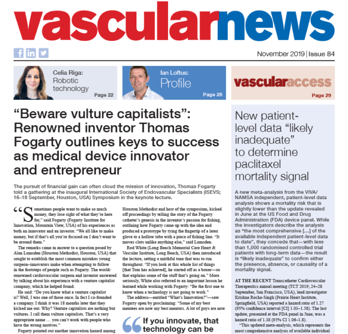 Vascular News 84 – November 2019 US Edition Vascular news November US Issue